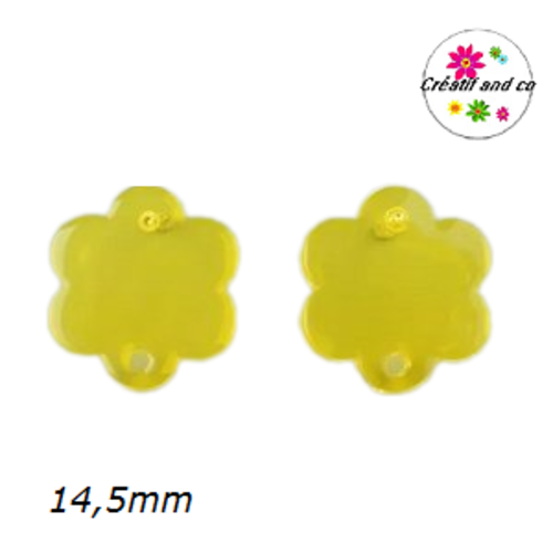 Clou oreille fleur de prunier jaune translucide acrylique et tige argent 925