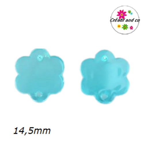 Clou oreille fleur de prunier turquoise translucide acrylique et tige argent 925
