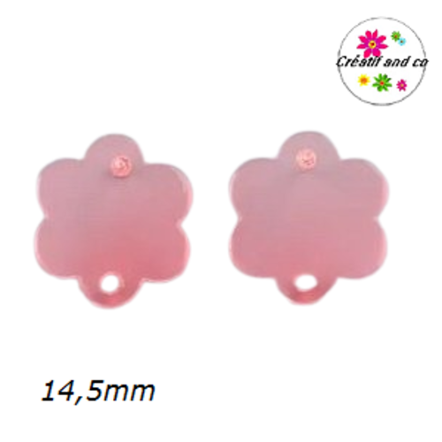 Clou oreille fleur de prunier rose translucide acrylique et tige argent 925