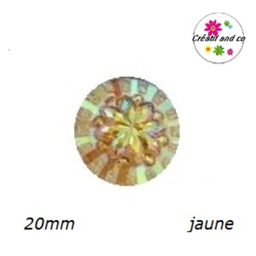 Cabochon à motif 3d jaune résine 20mm