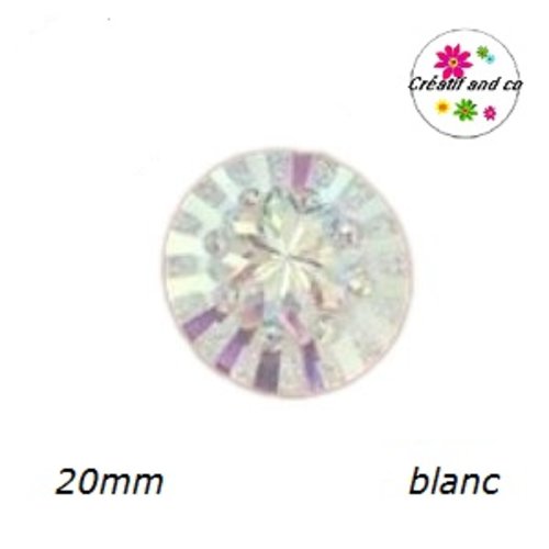 Cabochon à motif 3d blanc résine 20mm