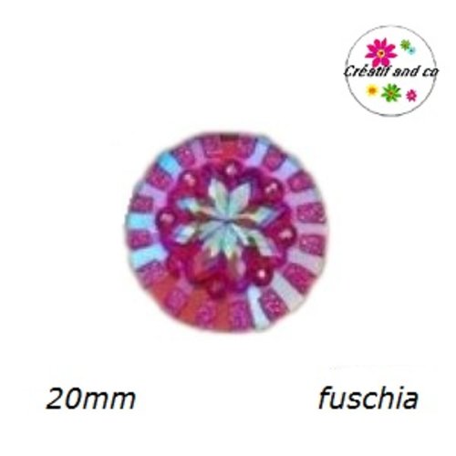 Cabochon à motif 3d fuchsia résine 20mm