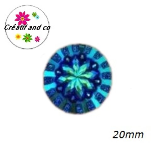 Cabochon à motif 3d noir résine 20mm