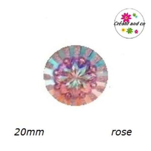 Cabochon à motif 3d rose résine 20mm