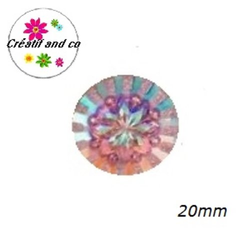 Cabochon à motif 3d rose résine 20mm