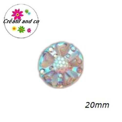 Cabochon motif fleur 3d rose résine 20mm