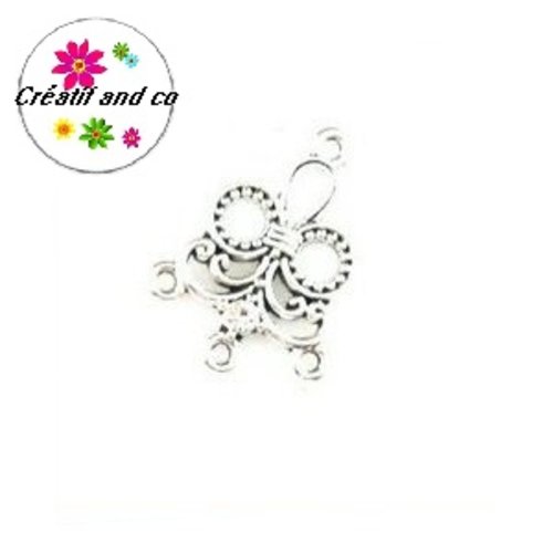 Connecteur chandelier forme fleur et strass central blanc 29mm