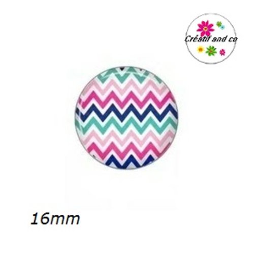 X2 cabochons rayés colorés fond blanc 16mm