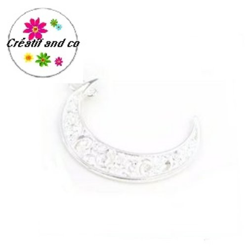 Pendentif croissant de lune argenté 41mm