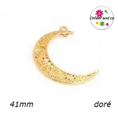Pendentif croissant de lune doré 41mm