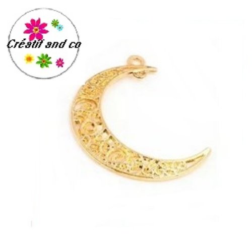 Pendentif croissant de lune doré 41mm