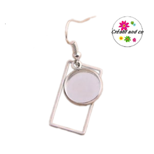 Boucle d'oreille acier inoxydable rectangle pour cabochon 12mm