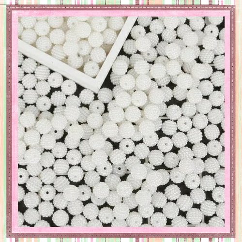 X5 perles rondes bayberry blanches acryliques 10mm