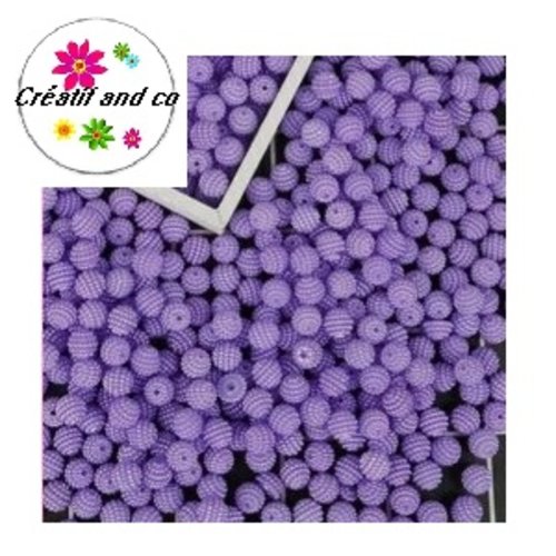 X5 perles rondes bayberry mauves acryliques 10mm