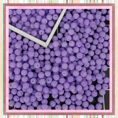 X5 perles rondes bayberry mauves acryliques 10mm