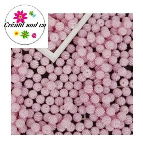 X5 perles rondes bayberry roses pâles acryliques 10mm