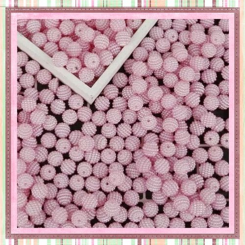 X5 perles rondes bayberry roses pâles acryliques 10mm