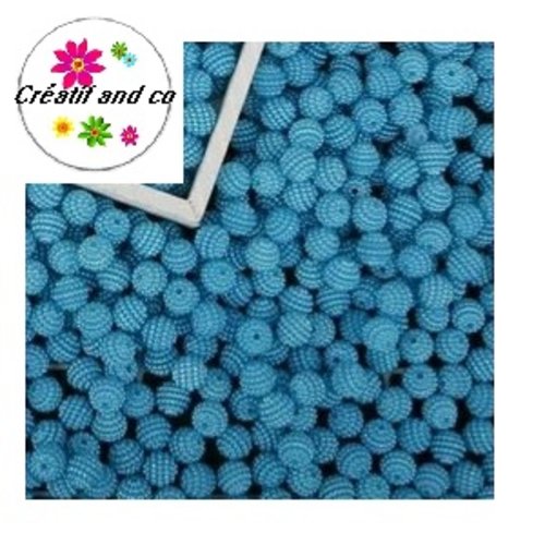 X5 perles rondes bayberry turquoises acryliques 10mm