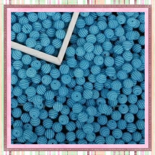 X5 perles rondes bayberry turquoises acryliques 10mm