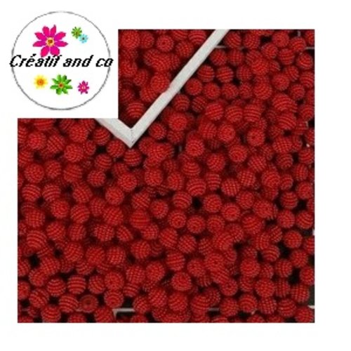 X5 perles rondes bayberry rouges acryliques 10mm