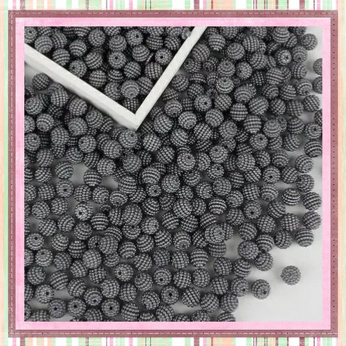 X5 perles rondes bayberry grises acryliques 10mm