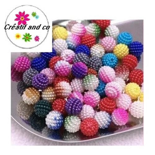 X5 perles rondes bayberry mix couleur acryliques 10mm