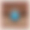 Pendentif argent tibétain cabochon turquoise imitation druzy 12mm