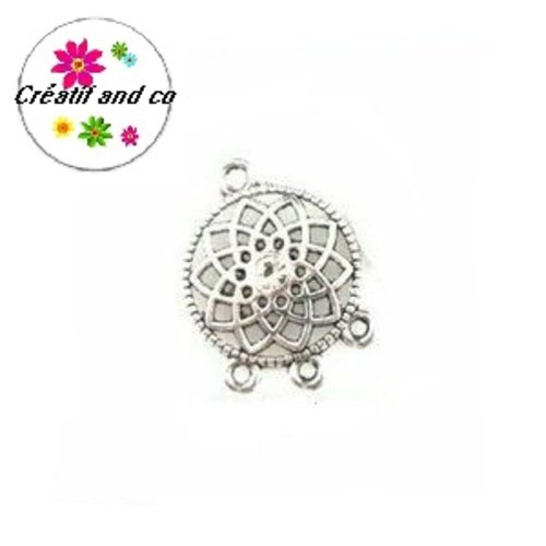 Connecteur chandelier rond et strass central blanc 24,5mm
