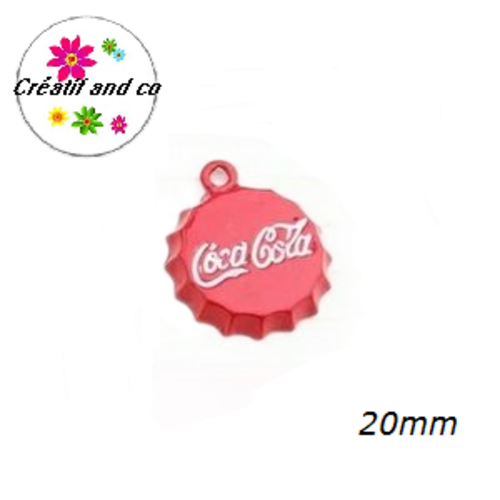 Breloque émail capsule coca rouge 20mm