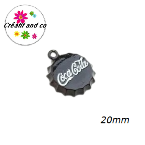 Breloque émail capsule coca noire 20mm
