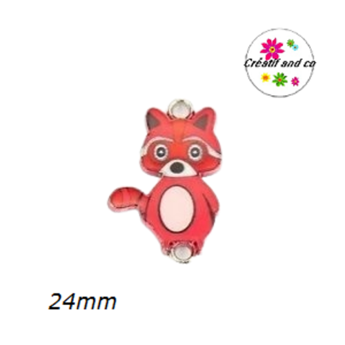 Connecteur émail raton laveur fuschia 24mm