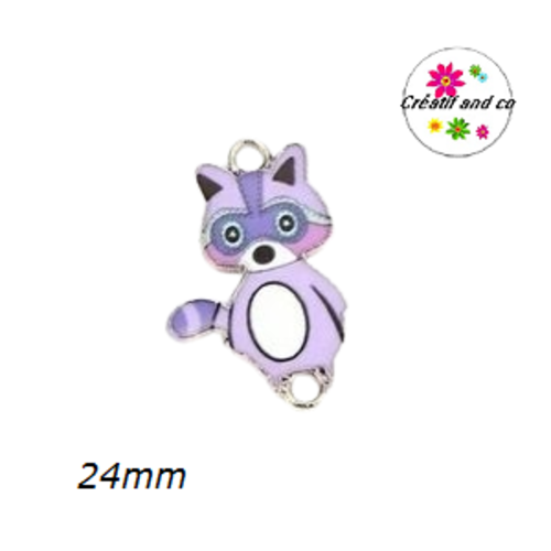 Connecteur émail raton laveur mauve 24mm