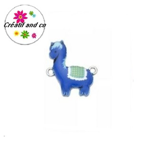 Connecteur émail lama-alpaga bleu foncé 27mm