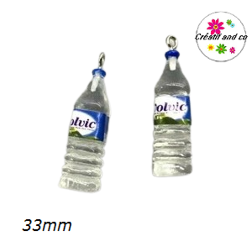 Breloque bouteille d'eau carrée volvic