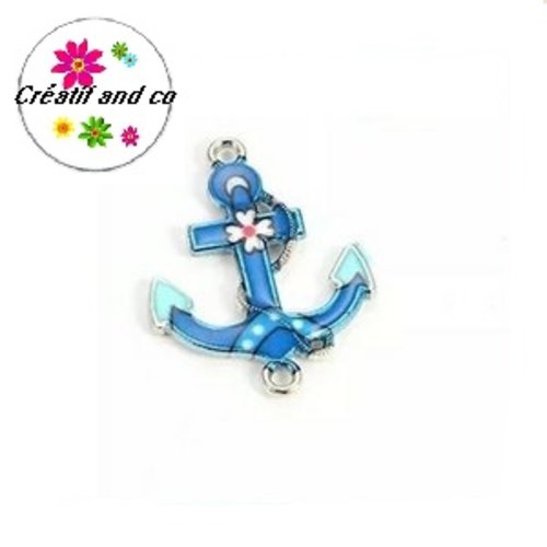 Connecteur émail ancre marine bleu foncé 29mm