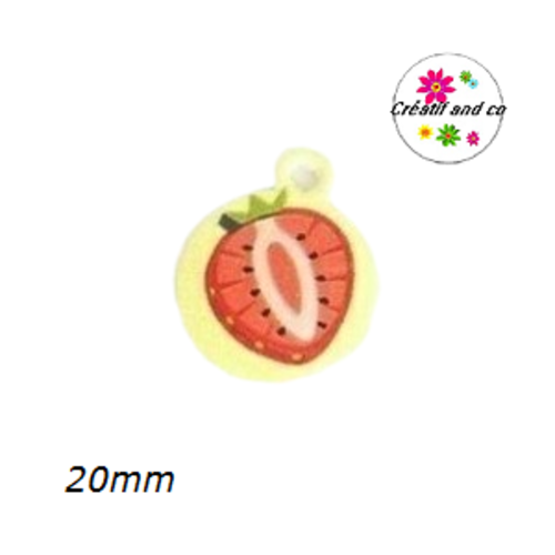 Breloque fraise émail 20mm