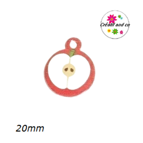 Breloque pomme rouge émail  20mm