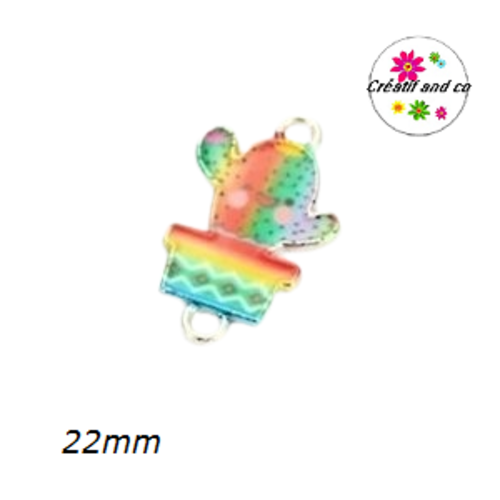 Connecteur émail cactus multicouleur 22mm