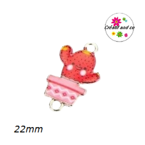 Connecteur émail cactus rouge 22mm