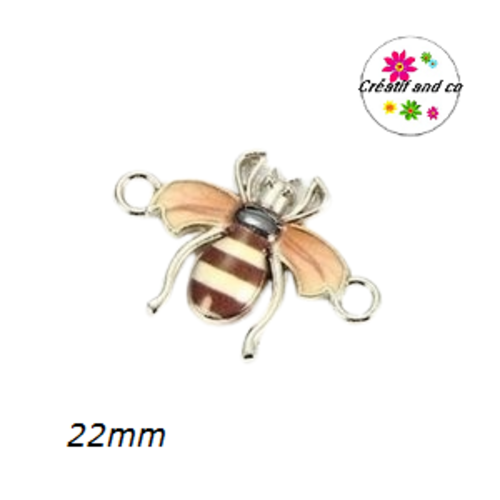 Connecteur émail abeille marron 22mm