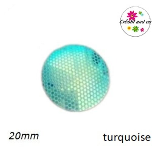 Cabochon motif nid d'abeille turquoise résine 20mm