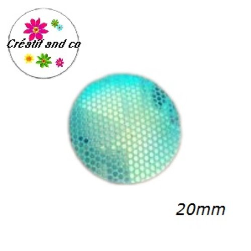 Cabochon motif nid d'abeille turquoise résine 20mm