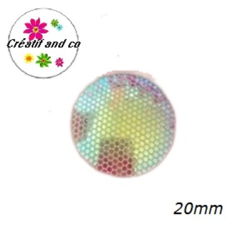 Cabochon motif nid d'abeille rouge clair résine 20mm