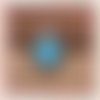 Pendentif argent tibétain cabochon turquoise imitation druzy 12mm