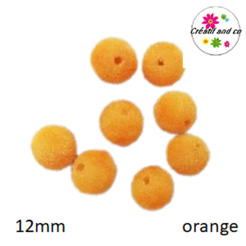 Perle velours orange acrylique 12mm