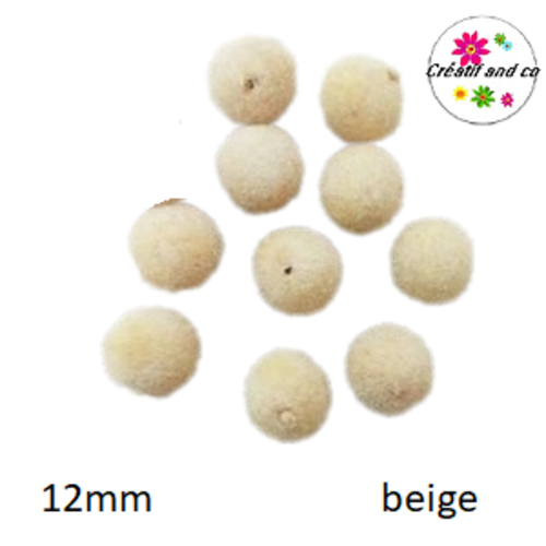 Perle velours beige acrylique 12mm