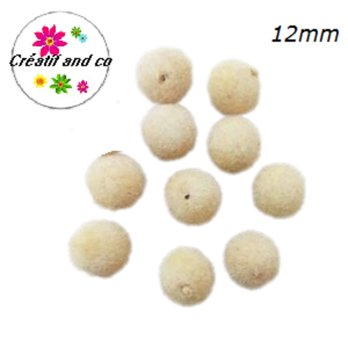 X5 perles velours beiges acryliques 12mm