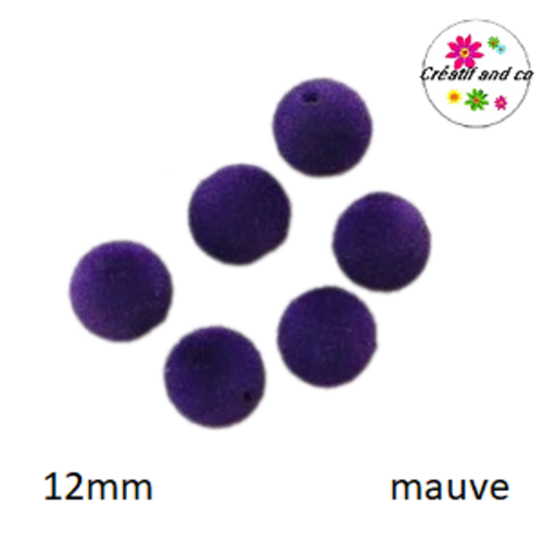 Perle velours mauve acrylique 12mm