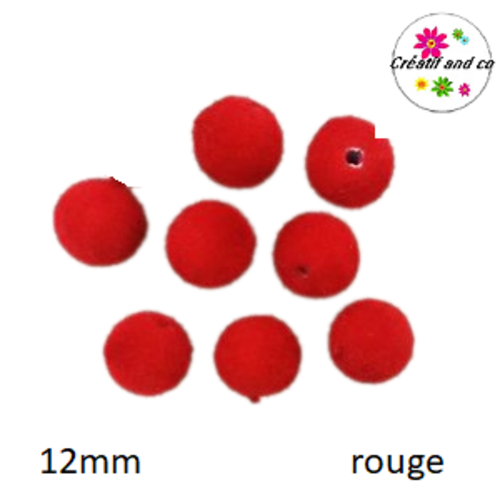 Perle velours rouge acrylique 12mm