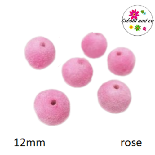 Perle velours rose acrylique 12mm
